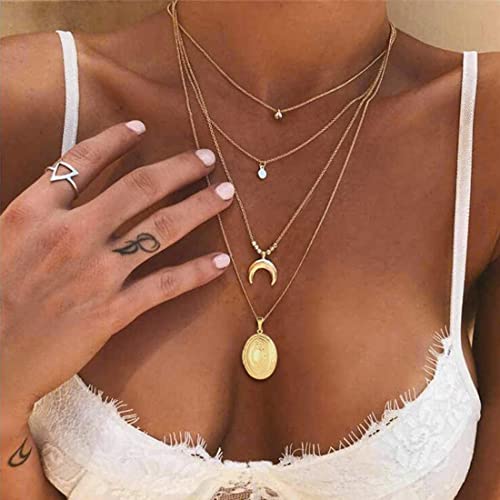 U7 Custom Photo Locket Necklace - Oval & Heart Shaped Locket - Gold/Silver/Rose Gold Personalized Image Necklaces for Women - color: 01-Oval Platinum, style: a. locket only