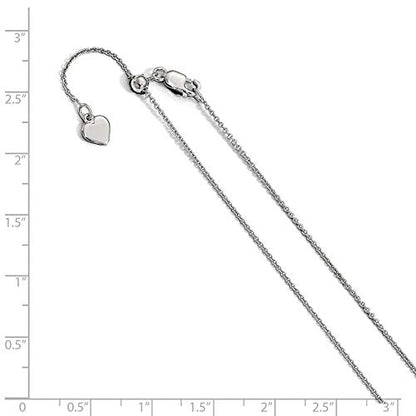 Solid Sterling Silver .95 mm Adjustable Rolo Chain Necklace - with Secure Lobster Lock Clasp
