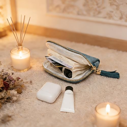 Women's Coin Purses Velvet Mini Travel Jewelry Case Bag with Tassel - color: A- Pink