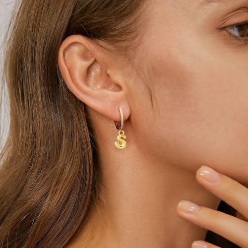 Shudyear Charms Letter Gold Bubble Alphabet A-Z Pendant for Jewelry Making DIY Bracelet Necklace Initial Charms - 18K Gold Bubble Letters for Custom Name Gifts Keychain Crafts