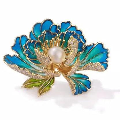 SYWDUDUCLT Fashion Elegant Brooches for Women Brooch, Suitable For Party And Daily Wear On Many Occasions - style: Peony-Blue