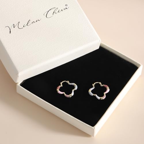Milan Chiva 14K Gold Plated Small Huggie Dangle Earrings | Lightweight Trendy Heart Dainty Jewelry Hypoallergenic Chunky Gold Hoops Earrings Jewelry Mothers Day Gift for Women - color: I-Multi-Pink
