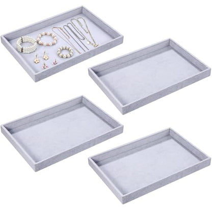 Quelay Stackable Jewelry Tray Jewelry Organizer Tray Showcase Display Empty Plate Bracelet Ring Earring Organizer - color: Grey