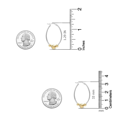 LeCalla 925 Sterling Silver Hoop Earrings for Women | Lightweight Two-Tone & Gold-Plated Hoops Earring Jewelry | Bead Ball & Evil Eye Click-Top Round & Oval Hoop Earrings Jewelry Gifts - color: Gold-Plated Oval