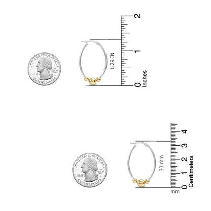 LeCalla 925 Sterling Silver Hoop Earrings for Women | Lightweight Two-Tone & Gold-Plated Hoops Earring Jewelry | Bead Ball & Evil Eye Click-Top Round & Oval Hoop Earrings Jewelry Gifts - color: Gold-Plated Oval