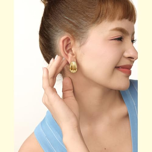 Statement Chunky Gold Earrings for Women Unique Square Stainless Steel Heaven Mayhem Button Stud Earrings Trendy Jewelry - style: Gold Geometric