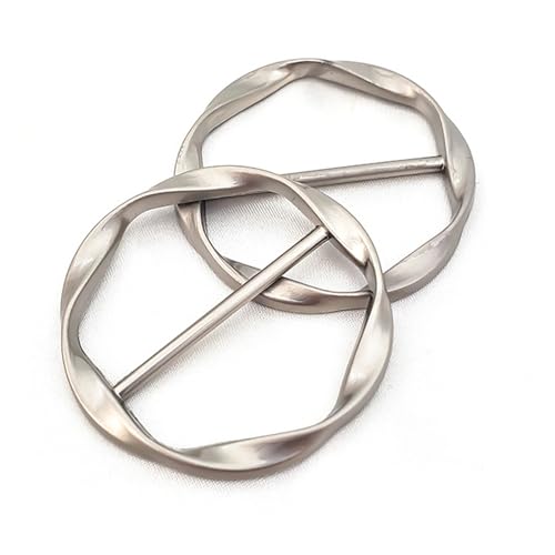 Scarf Ring Clip, 2 Pcs T Shirt Clip,Clothes Knotted Clip, Circle Knotted Buckle for Shirt Silk Scarf Clothing - color: Silver