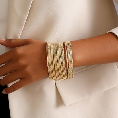 Gold Bangles for Women, 12 Pcs Boho Stackable Bracelets Multi Layer Textured Chunky Bracelets Jewelry Set for Women - color: Style C- 20 pcs gold
