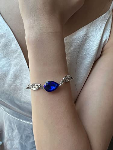 4 Pieces Fashion Teardrop Crystal Rhinstone Pendant Necklace Earring Bracelet Jewelry Set for Women Lady Wedding Birthday Party Prom Gifts - color: Royal Blue