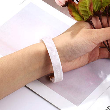 Open Cuff Bracelet Statement Acrylic Resin Lucite Cuff Bracelet Minimalist Tortoise Shell Bangles Bracelet Adjustable Lightweight Bangle - color: White