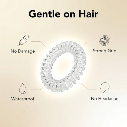 4pcs Spiral Hair Ties for Women – Hair Ties No Damage, Ponytail Holders for Thick and Thin Hair – Creaseless and Dent-Free Coil, Phone Cord Style Transparent| Ideal Gifts for Women