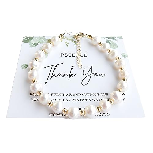 Natural White Pearl Beaded 14k Gold Filled Wire Wrapped Bracelet, Healing Birthstone Adjustable Bangle Cuff. Gift for Women