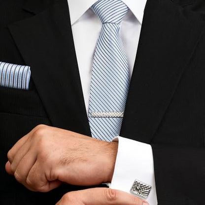 Premium Men’s Gift Tie Set Silky Necktie Pocket Squares Tie Clips Cufflinks For Men - color: Men's Style 1