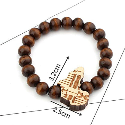 COLORFUL BLING Multicolor 8MM Wooden Bead Chain African Hip-hop Africa Map Pendant Necklace for Men Boys Natural Wood Jewelry - color: set brown