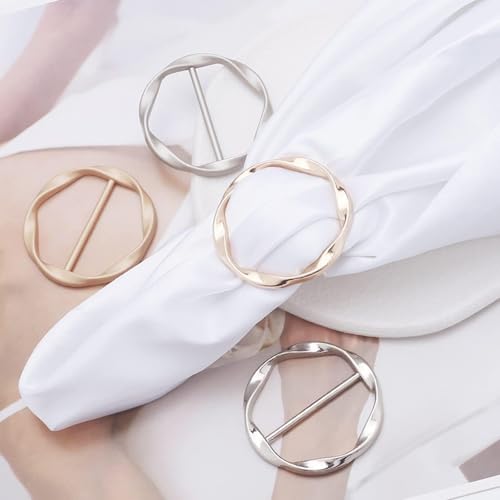 Long tiantian 6PCS Scarf Ring Clip Scarf Rings for Women Button Covers for Women Blouses Shirt Tightener Clip Cinch Pin Clothes Jewelry - color: 6pcs