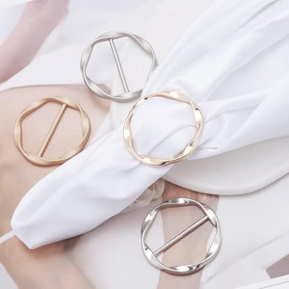 Long tiantian 6PCS Scarf Ring Clip Scarf Rings for Women Button Covers for Women Blouses Shirt Tightener Clip Cinch Pin Clothes Jewelry - color: 6pcs