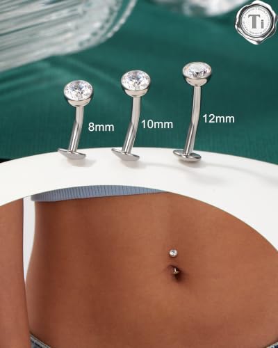 COCHARM G23 Solid Titanium Belly Button Rings Floating Belly Navel Rings 14G Internally Threaded Belly Piercing Jewelry Hypoallergenic - color: WG-10MM