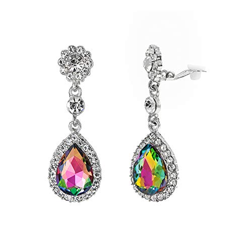 Gorgeous Austrian Crystal Rhinestone Wedding Bridal Teardrop Drop Dangle Earrings - style: Color