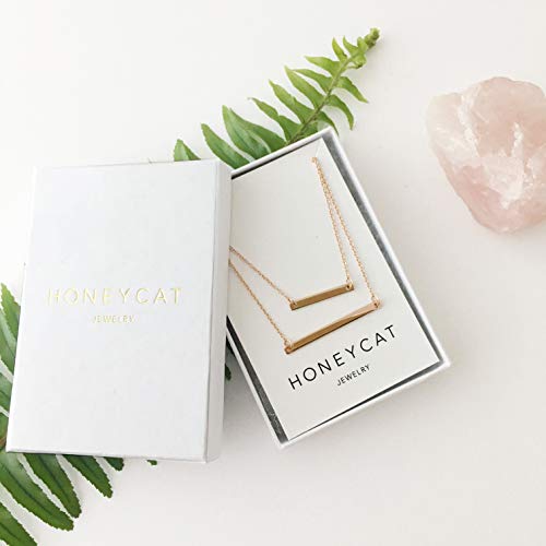 Honeycat Double Layered Bar Necklace in Gold, Rose Gold, and Silver | Minimalist, Delicate Jewelry - color: Rose Gold