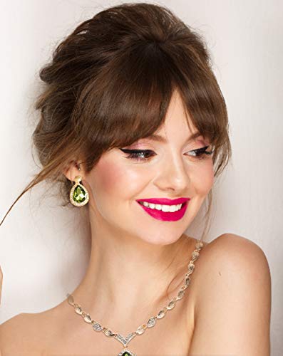 Womens Luxury Africa Dubai 18k Gold Plated Jewelry Sets Wedding Rhinestone Crystal Bib Statement Necklace Earrings Set for Brides Party Prom - color: Green