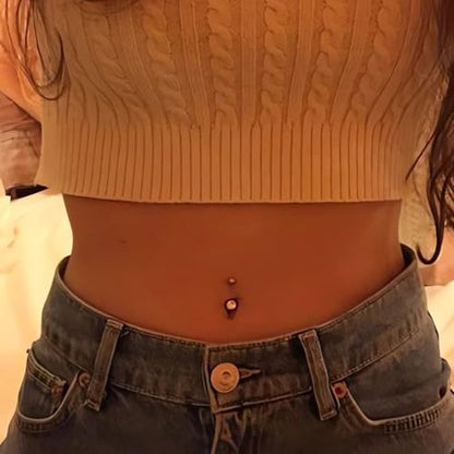7 Pcs Gold Belly Button Ring Dangle for Women Hypoallergenic Surgical Stainless Steel Dangling Belly Rings Butterfly Heart CZ Cute Long Belly Button Piercing Dangly Navel Piercings Pack Belly Piercing Jewelry - color: gold