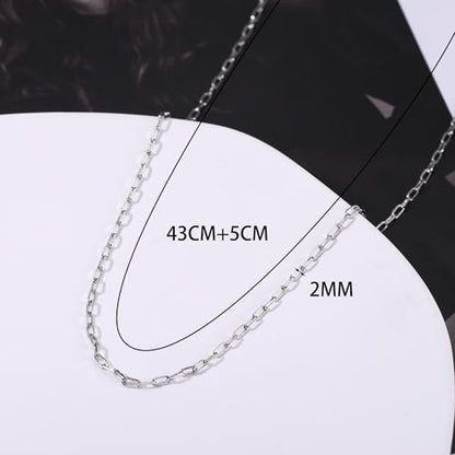 18K Gold Plated Paperclip Necklace Chain Dainty Choker Necklace for Women 14 15 17 inches - color: 2MM Silver, size: 17-19 inches