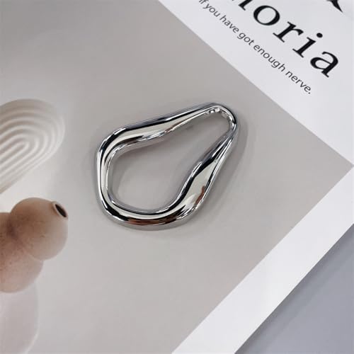 Trendy Irregular Geometric Brooch Pin for Women Men Stainless Steel Gold/Silver Plated Unique Polished Hollow Teardrop Lapel Pins for Sweater Hat Scarf Suit Dress Clothes Accessories Jewelry - color: Silver