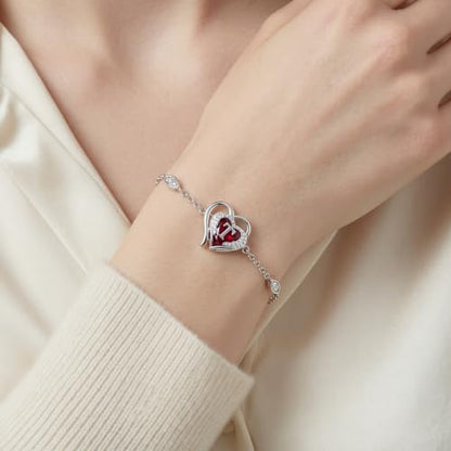 Initial Bracelet for Women 925 Sterling Silver Heart Angel Wings Initial Bracelet Anniversary Birthday Mothers Day Jewelry for Mom Her Wife - color: T