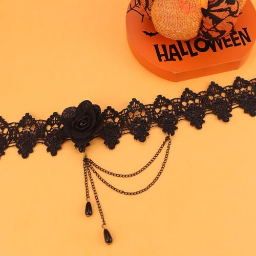 Todenb Gothic Choker Witch Necklace for Women Lace Vampire Collar Necklace Y2K Goth Black Zirconia Pendant Necklaces Halloween Dark Bridal Vampire Witch Party Jewelry Accessories - style: Style-G