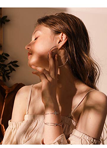 Chic 925 Sterling Silver Big Hoop Earrings Minimalist Round Circle Endless Large Huggie Hoops Statement Earrings 50/60/70/90mm Hypoallergenic Fashion Jewelry Gifts for Women Girls - style: 50mm