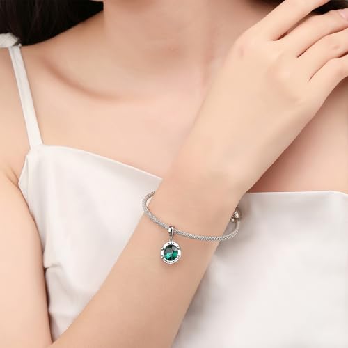 Birthstone Charms for Women Bracelets Birthday Bead Charms fit Pandora Bracelets Mothers Day Gifts for Women - color: 05-May(Emerald)