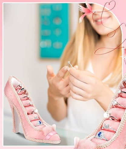 Jewelry Display Stand, Earring Necklace Ring Holder, Model Dress High heeled Shoes Earring Necklace Ring Jewelry Holder Stand Display (Pink) - color: Pink