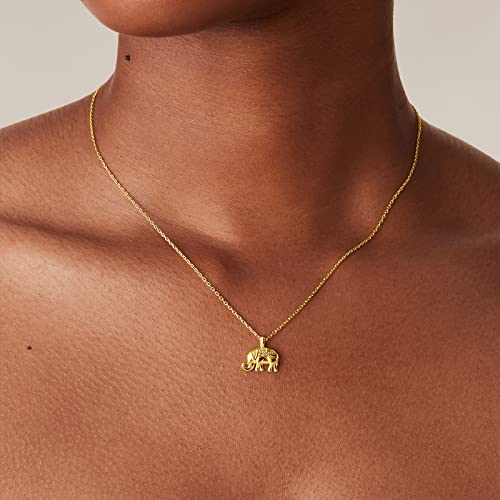 PAVOI 14K Gold Plated Dainty Cubic Zirconia Pendant Necklace for Women | Dot, Elephant, Butterfly, Pineapple, Lock, Knot, Palm Tree, Bow, Smiley Pendant | Layering Chain Necklaces - style: Elephant