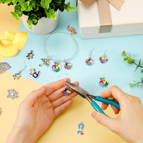 MARFOREVER 40 Pcs/20 Pairs Autism Awareness Charms for Jewelry Making | Autism Charm for Jewelry Making, Autism Alloy Puzzle Pendants, Bracelet Necklace Earrings, Autism Awareness Stuff Accessories - style: Autism Awareness
