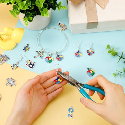MARFOREVER 40 Pcs/20 Pairs Autism Awareness Charms for Jewelry Making | Autism Charm for Jewelry Making, Autism Alloy Puzzle Pendants, Bracelet Necklace Earrings, Autism Awareness Stuff Accessories - style: Autism Awareness