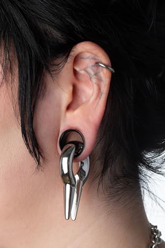 Pierced Owl PVD Coated 316L Stainless Steel Double Flared Tunnels, Sold as a Pair - color: Black, size: 51mm (2