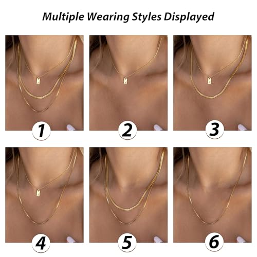 YANCHUN Layered Initial Necklace for Women Gold Dainty Layered Necklace Letter Pendant Necklaces Gold Chain Necklaces Set Trendy Jewelry Birthday Gifts for Women - color: B
