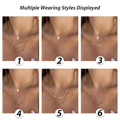 YANCHUN Layered Initial Necklace for Women Gold Dainty Layered Necklace Letter Pendant Necklaces Gold Chain Necklaces Set Trendy Jewelry Birthday Gifts for Women - color: B