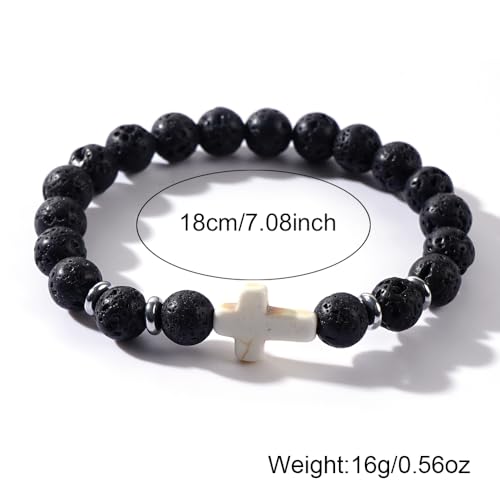 Crystal Cross Bracelet for Women and Men, Gift Jewelry Jewelry Gift | natural stone beads, crystal beads, cross design, inspirational style, birthday gift, bracelet jewelry for casual styling - color: blue