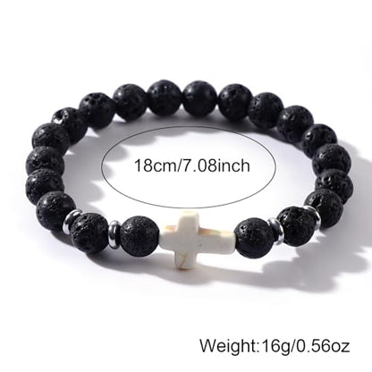Crystal Cross Bracelet for Women and Men, Gift Jewelry Jewelry Gift | natural stone beads, crystal beads, cross design, inspirational style, birthday gift, bracelet jewelry for casual styling - color: blue