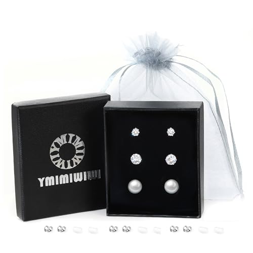 Earrings Holy Stud Earrings for Girls/Women, Sliver Gold Wedding Earrings for Bridesmaids - color: 3-8mm Diamond Pearl|Silver