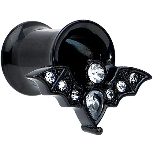 Body Candy Womens 2Pc PVD Stainless Steel Bat Double Flare Tunnel Plug Earring Ear Plug Gauges Set of 2 - style: 6mm (2 Gauge)