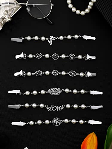 Hicarer 6 Pieces Vintage Shirt Dress Cardigan Clip, Waist Clip for Women, Sweater Shawl Brooch Jacket for Clothing - style: Pearl Style