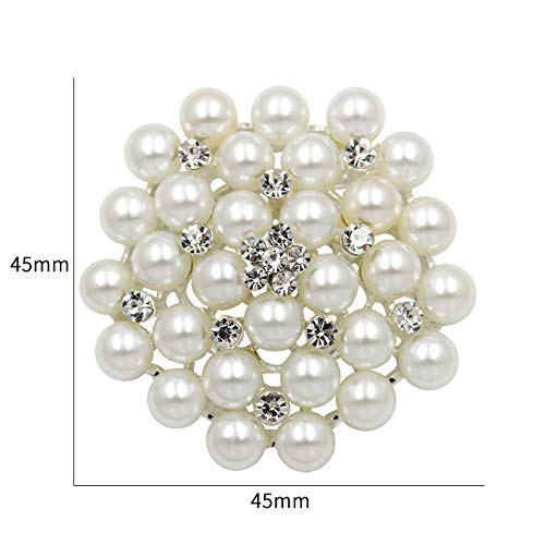 COLORFUL BLING Elegant Imitation Pearl Floral Crystal Brooch Pin for Wedding Bridal Fashion Jewelry - color: Silver