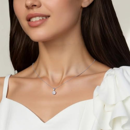 SUNFEEL Sterling Silver Necklaces 2 Carats Cubic Zirconia/Moissanite Necklace Dainty Jewelry Gifts for Mom Wife Girlfriend Bridal for Prom Wedding Anniversary Birthday - color: 01-Cubic Zirconia-Silver