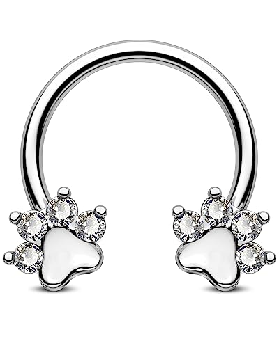 Jewseen Paw Septum Rings 16g Gold Septum Ring Daith Piercing Jewelry Surgical Steel Cartilage Earrings Hoop Nose Rings Hoop Conch Earrings for Women Men - color: steel
