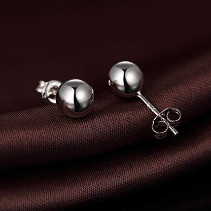 Jiamiaoi Ball Stud Earrings Set Sizes 4mm-10mm,High Polish Finish Ball Studs Hypoallergenic 925 Sterling Silver Stud Earrings for Women Men - color: A-Silver, size: 7MM