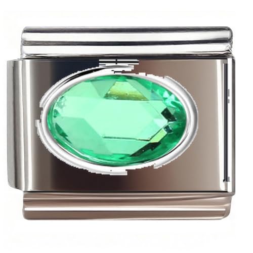 Italian Bracelet Charm,9mm,April,Birthday & Date > Birth Stone - Simple Ellipse - color: May