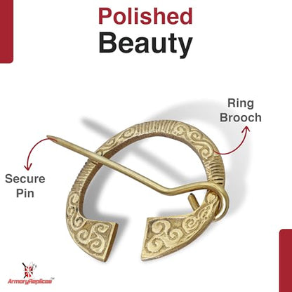 Armory Replicas™ Hand Forged Solid Brass Medieval Cloak Brooch – Viking, Celtic & Fibula Garment Pin Collection - style: Celtic Triskeles Ring