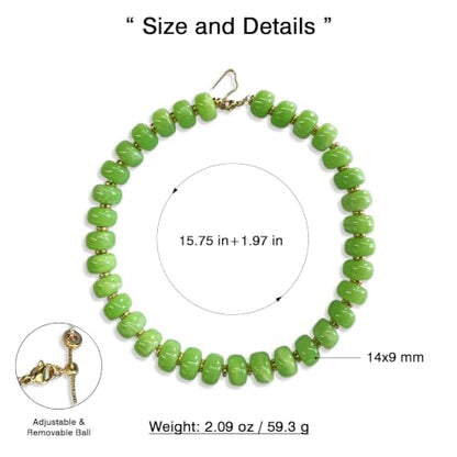 Colorful Chunky Resin Beaded Choker Necklaces for Women | Multicolor Beads, Sturdy Metal Chain, Adjustable, Detachable, Lightweight, Summer Beach Boho, Trendy Statement Jewelry Gift - color: Teal